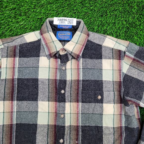 Vintage Pendleton Wool Shirt Medium 20x27 Flannel Elbow-Patch - Picture 10 of 10
